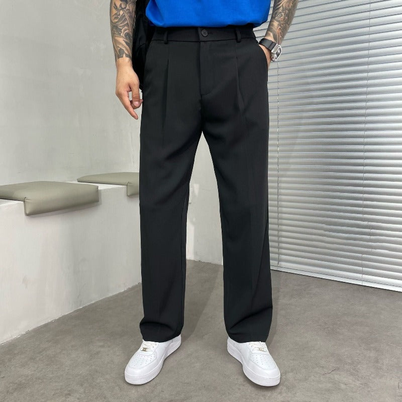 Pantalon Plissé à Jambe Large pour Homme