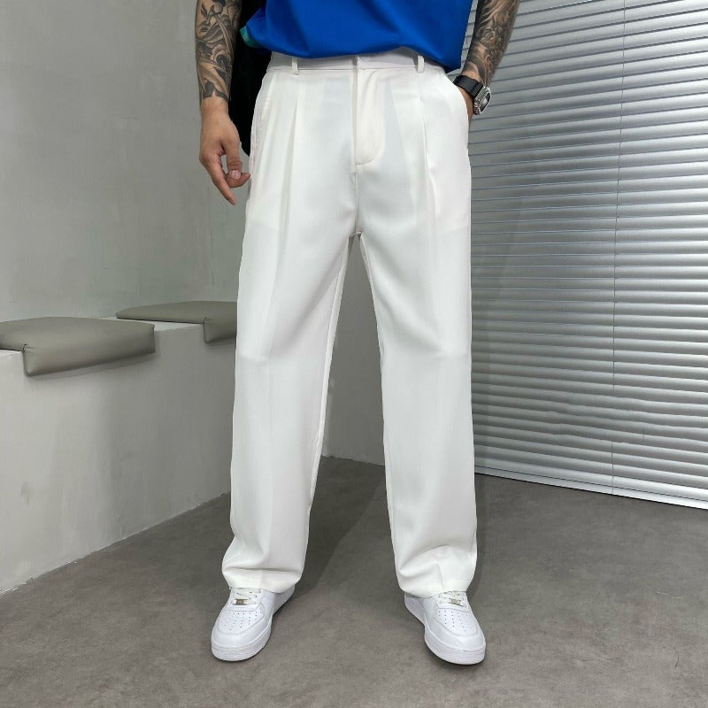 Pantalon Plissé à Jambe Large pour Homme