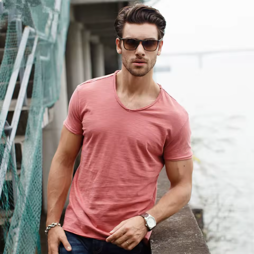Jules™ | Tee-shirt Uni Col V en Coton (1 acheté 1 offert)
